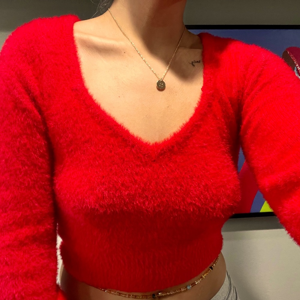 SUPER SOFT RED CROPPED SWEATER💋